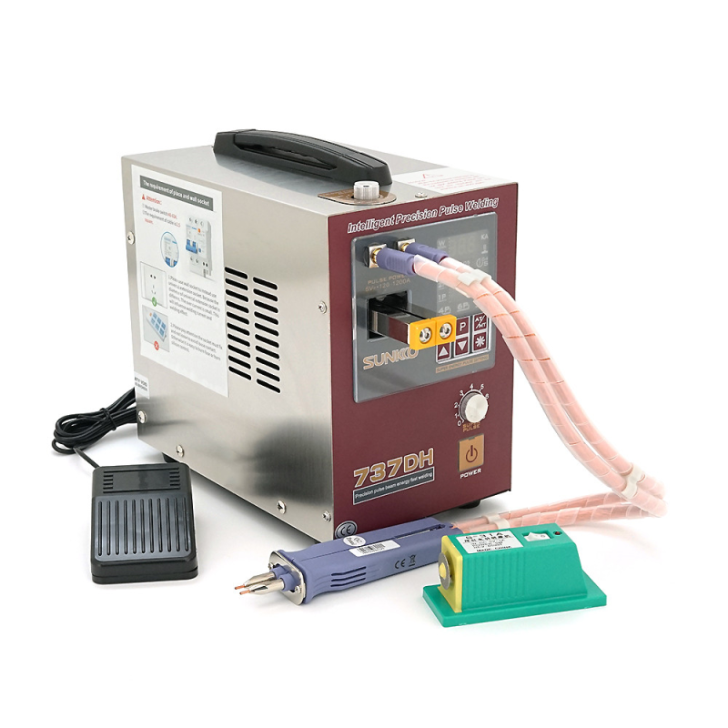 Апарат точкового зварювання конденсаторний SUNKKO 737DH, Ni-Cd, Ni-MH, Li-Ion,стрічка 0,35 мм, струм 120-1200А, 73V,