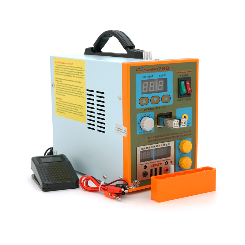 Апарат точкового зварювання конденсаторний SUNKKO S788H-USB, Ni-Cd, Ni-MH, Li-Ion, стрічка 0,1-0,25 мм, струм 50-800 А,