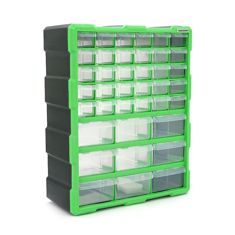 Ящик для зберігання деталей 39 комірок 46,8*38*16 см, комірки 2х-типів 15,3*5,4*3,6 см і 15,3*11,2*6 см Ящик для зберігання деталей 39 комірок 46,8*38*16 см, комірки 2х-типів 15,3*5,4*3,6 см і 15,3*11,2*6 см
