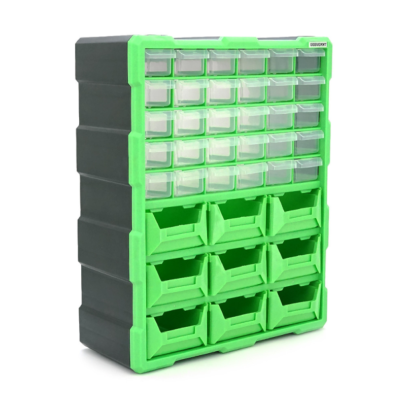 Ящик для зберігання деталей 39 комірок 46,8*38*16 см, комірки 2х-типів 15,3*5,4*3,6 см і 15,5*10,2*7,1 см Ящик для зберігання деталей 39 комірок 46,8*38*16 см, комірки 2х-типів 15,3*5,4*3,6 см і 15,5*10,2*7,1 см